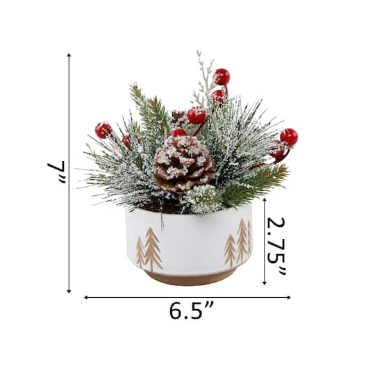 Christmas Mix IN 4.25" Ceramic Reverse Tree Pot